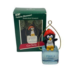 Vintage 80s Hallmark Keepsake 3.5 Cool Swing Penguin KOC Club Ornament NWB Decor
